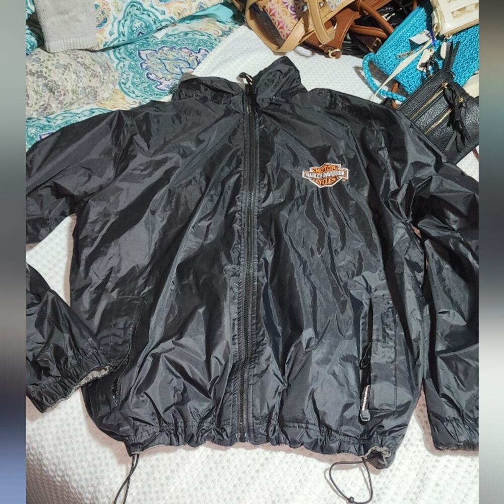 HARLEY DAVIDSON EUC MENS SIZE XL FULL LINED WINDBREAKER JACKET COAT